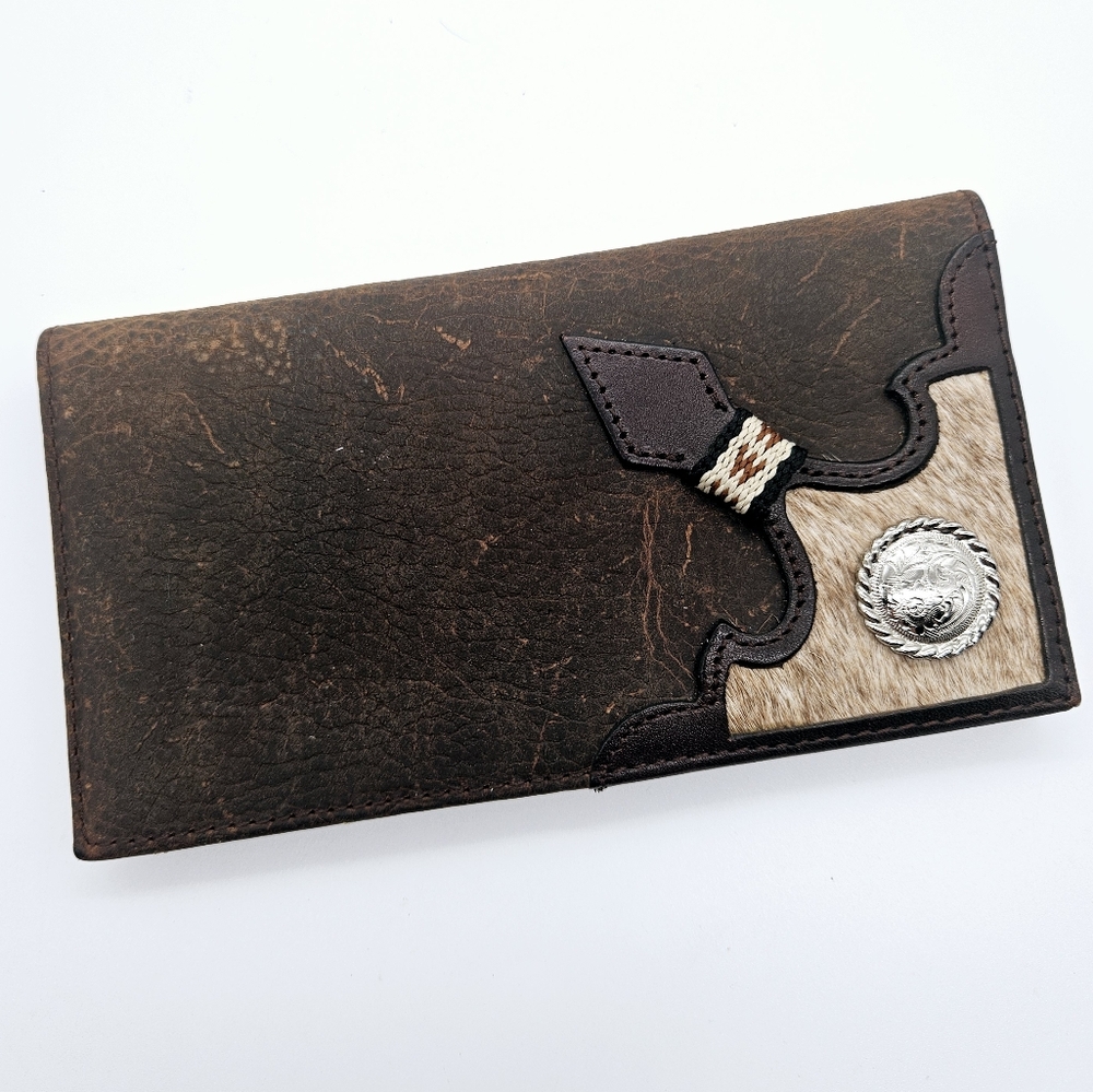 CODY JAMES | calf hair floral medallion leather wallet